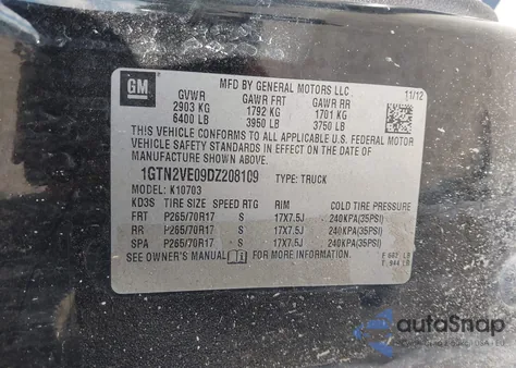 2013 GMC Sierra 1500 Sle из США, поврежденный, VIN 1GTN2VE09DZ208109